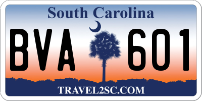 SC license plate BVA601