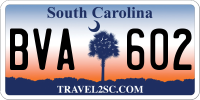 SC license plate BVA602