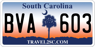 SC license plate BVA603