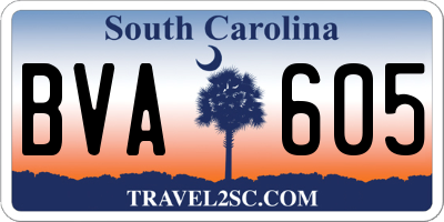 SC license plate BVA605