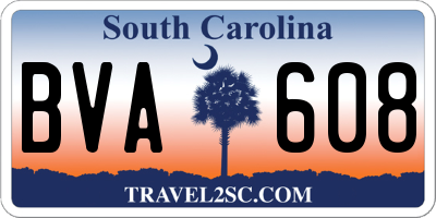 SC license plate BVA608