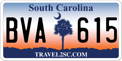 SC license plate BVA615