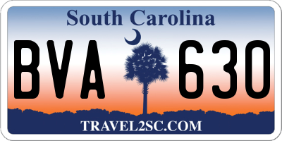 SC license plate BVA630