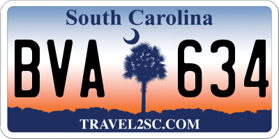 SC license plate BVA634