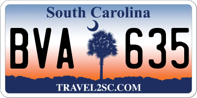 SC license plate BVA635