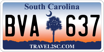 SC license plate BVA637