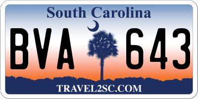 SC license plate BVA643
