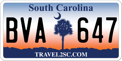 SC license plate BVA647
