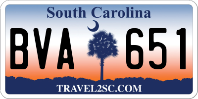 SC license plate BVA651