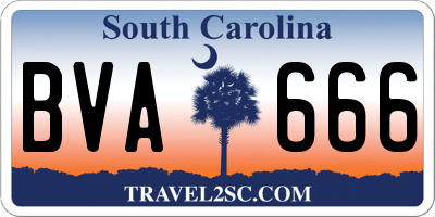 SC license plate BVA666