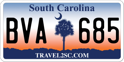 SC license plate BVA685