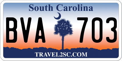 SC license plate BVA703