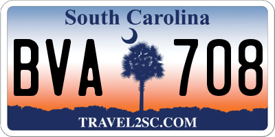 SC license plate BVA708