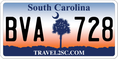 SC license plate BVA728