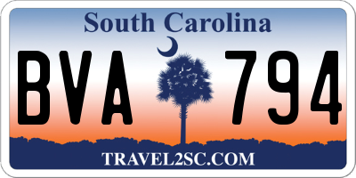 SC license plate BVA794