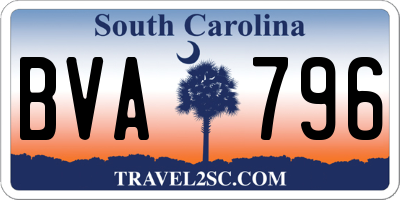 SC license plate BVA796
