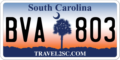 SC license plate BVA803