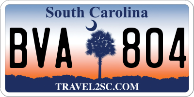 SC license plate BVA804