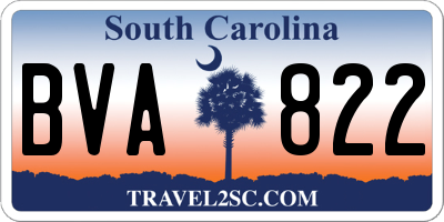 SC license plate BVA822