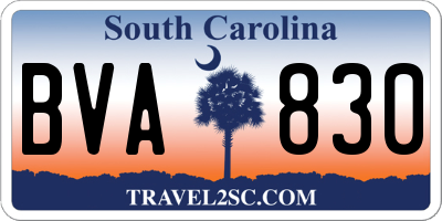 SC license plate BVA830