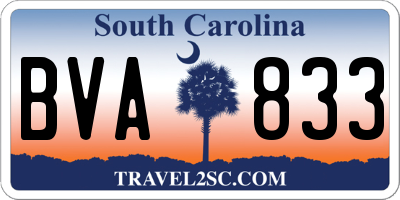 SC license plate BVA833
