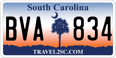 SC license plate BVA834
