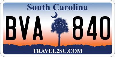 SC license plate BVA840