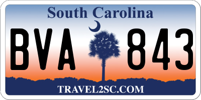 SC license plate BVA843