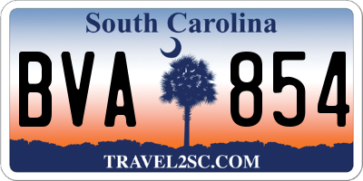 SC license plate BVA854
