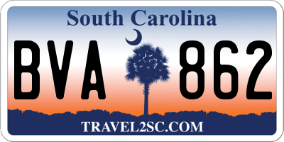 SC license plate BVA862