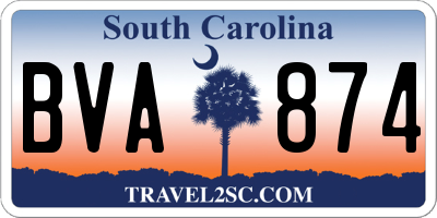 SC license plate BVA874