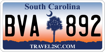 SC license plate BVA892
