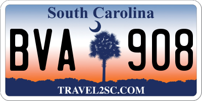 SC license plate BVA908