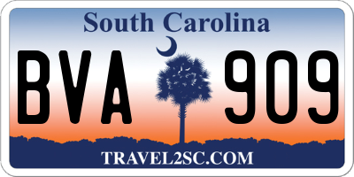 SC license plate BVA909
