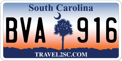 SC license plate BVA916