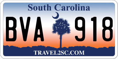 SC license plate BVA918