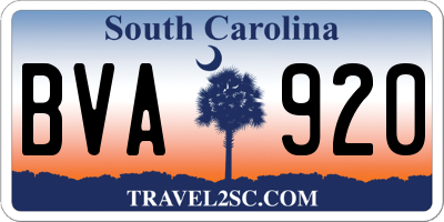 SC license plate BVA920