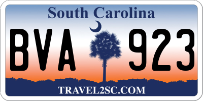 SC license plate BVA923