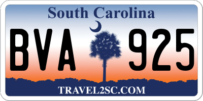 SC license plate BVA925