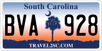 SC license plate BVA928