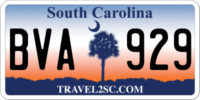 SC license plate BVA929