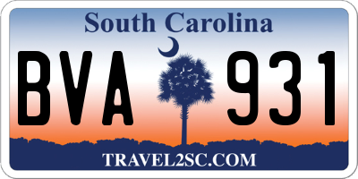 SC license plate BVA931