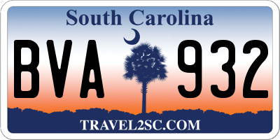 SC license plate BVA932