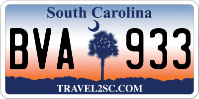 SC license plate BVA933