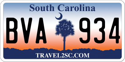 SC license plate BVA934