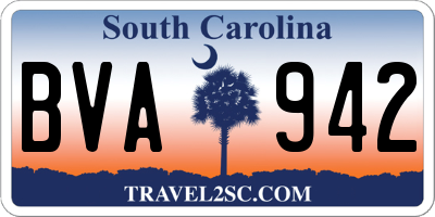 SC license plate BVA942