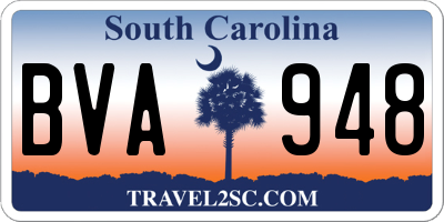SC license plate BVA948
