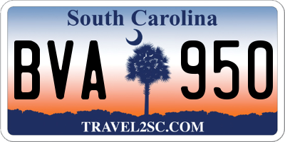 SC license plate BVA950