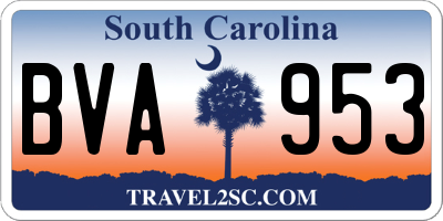 SC license plate BVA953