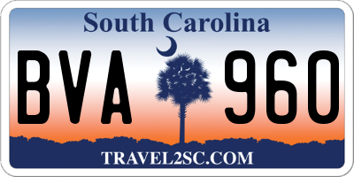 SC license plate BVA960